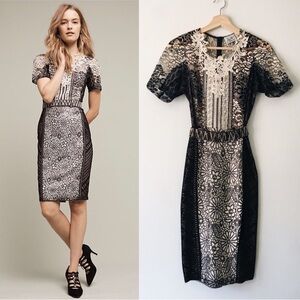 Anthropologie Byron Lars Beguile Lace Melange pencil dress Chain Necklace 4